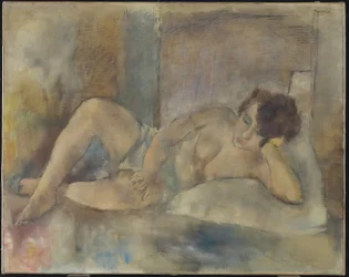 Ležící akt, cca 1920 (olej a grafit na plátně)